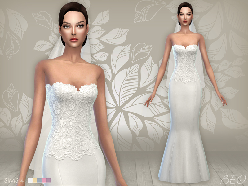 Wedding dress 02 and veil for The Sims 4 by BEO (1)